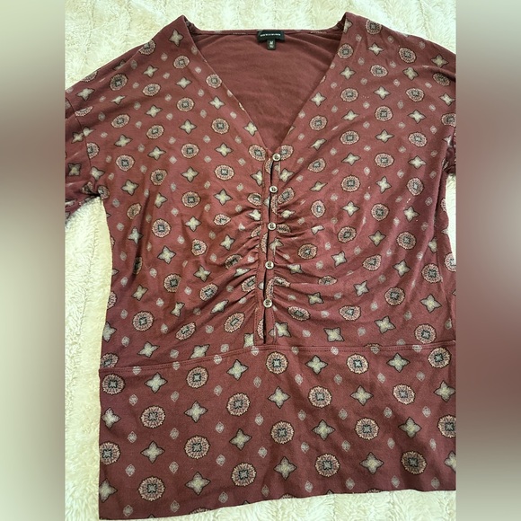 Buckle Black Boho Ruched Button Front Top – Size M - Picture 3 of 4